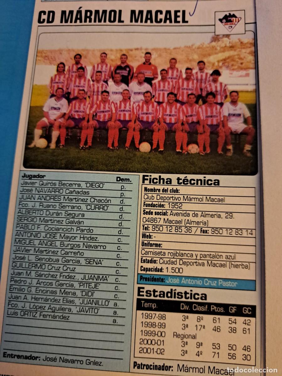 Sports collectibles: Foto plantilla y jugadores Don Bal&oacute;n 2002-03. CD M&aacute;rmol Macael