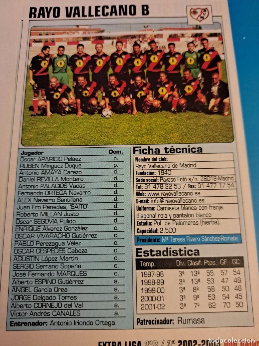 Colecionismo desportivo: Foto plantilla y jugadores Don Bal&oacute;n 2002-03. Rayo Vallecano B