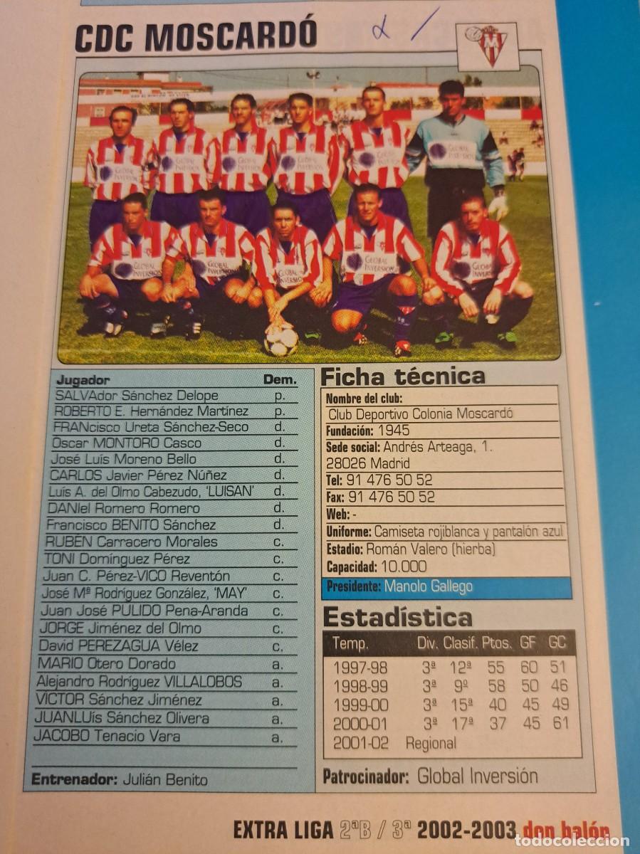 Coleccionismo deportivo: Foto plantilla y jugadores Don Bal&oacute;n 2002-03. CDC Moscard&oacute;