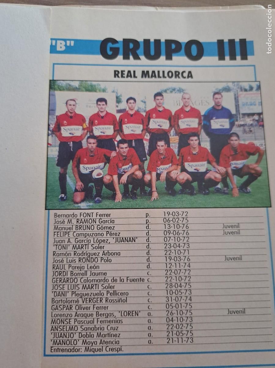 Coleccionismo deportivo: Foto plantilla y jugadores Don Bal&oacute;n 1995-96. Real Mallorca