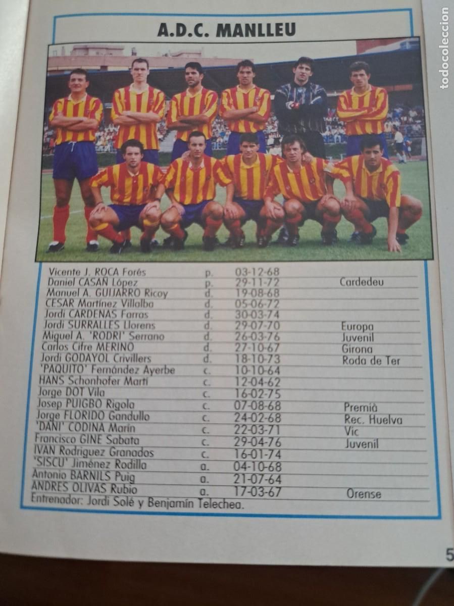 Coleccionismo deportivo: Foto plantilla y jugadores Don Bal&oacute;n 1995-96. ADC Manlleu