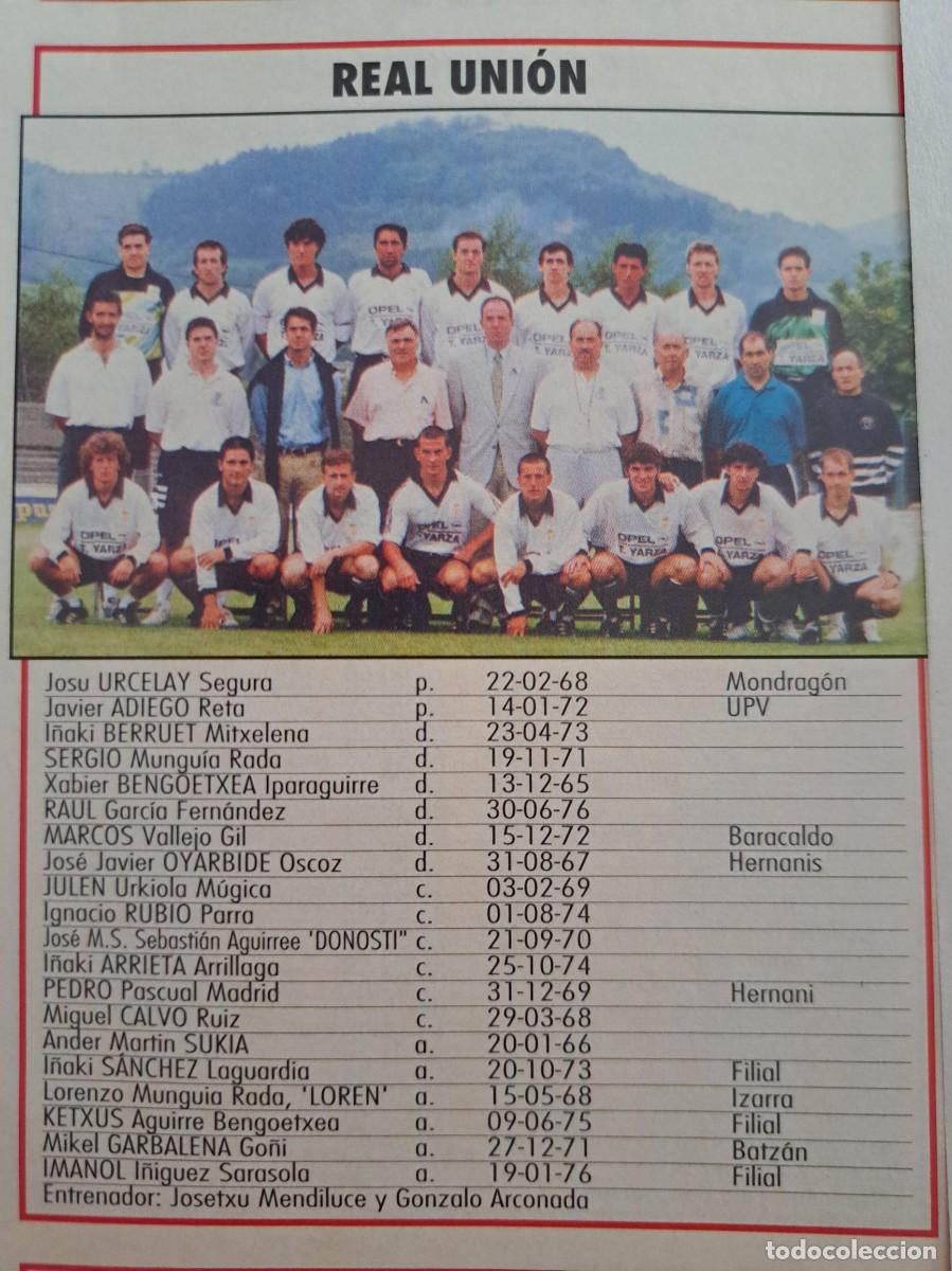 Coleccionismo deportivo: Foto plantilla y jugadores Don Bal&oacute;n 1995-96. Real Uni&oacute;n Irun