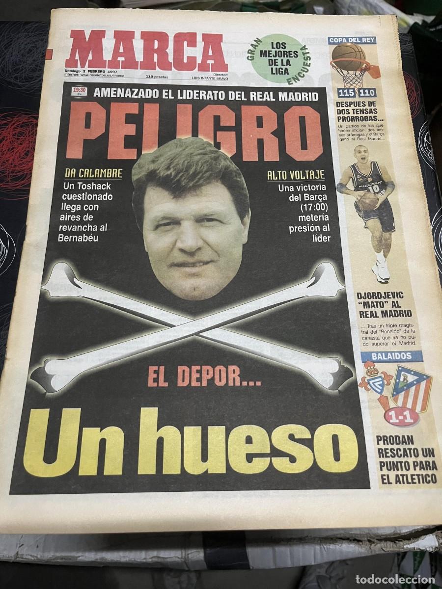 Coleccionismo deportivo: MARCA (2-2-1997) COPA BALONCESTO BARCELONA 115-110 REAL MADRID TOSHACK CAPELLO