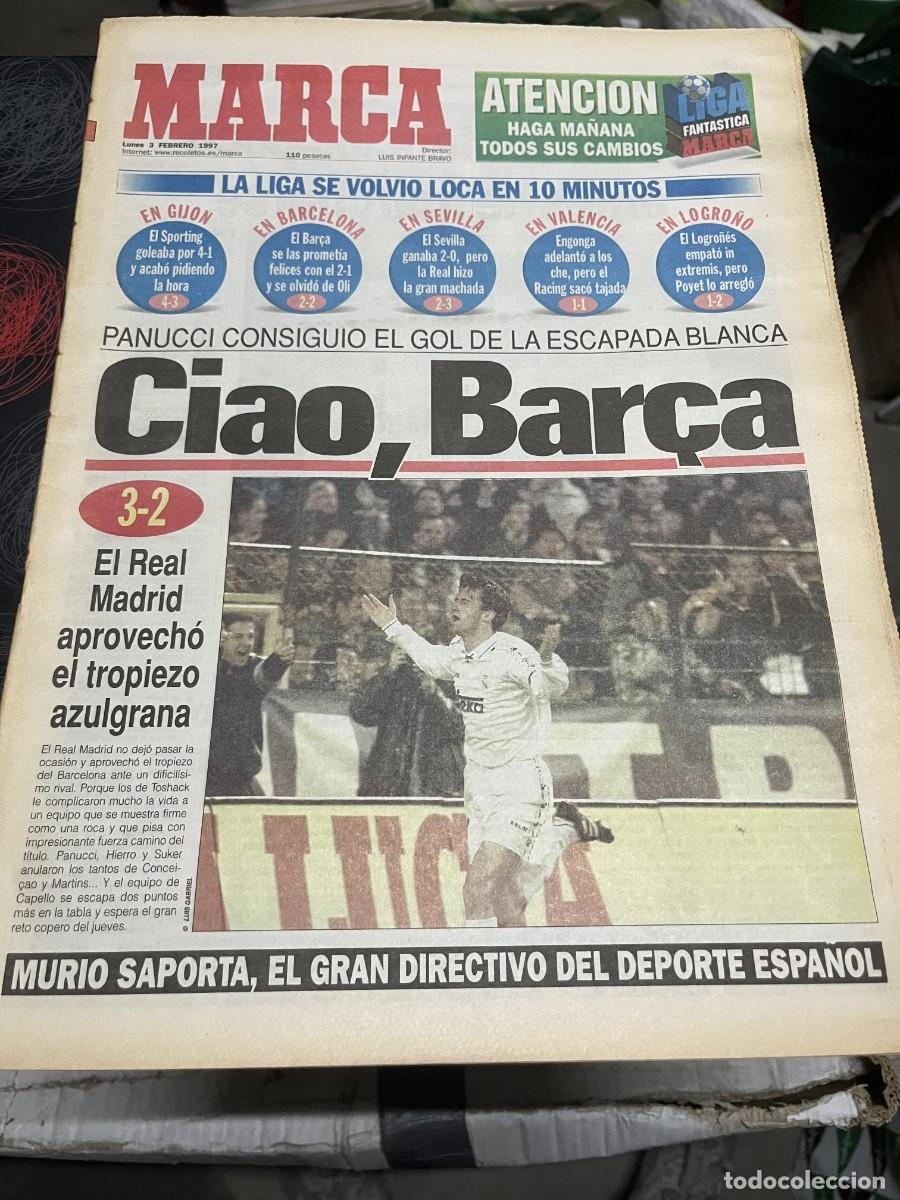 Coleccionismo deportivo: MARCA(3-2-1997)JORNADA LIGA PANUCCI REAL MADRID 3-2 DEPORTIVO CORU&Ntilde;A FINAL JOVENTUT RAIMUNDO SAPORTA
