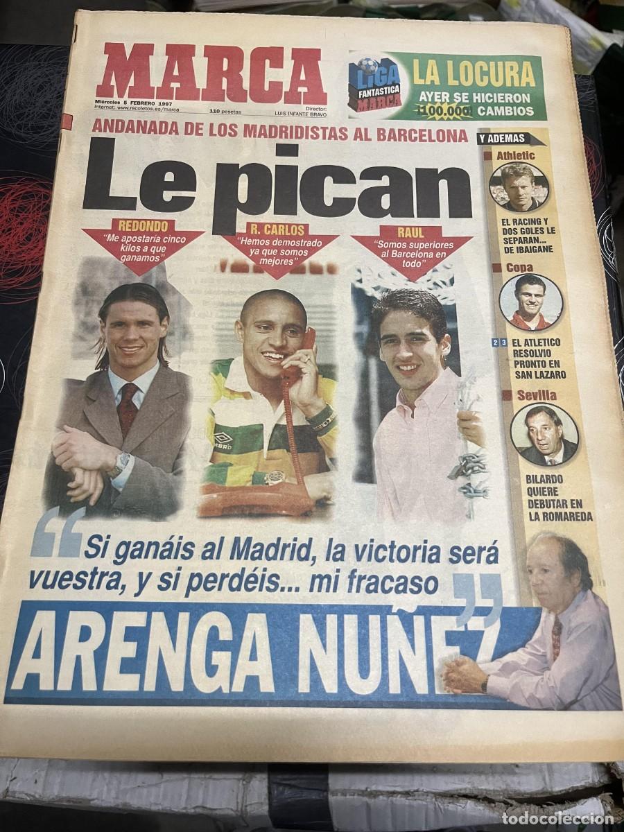 Coleccionismo deportivo: MARCA (5-2-1997) REDONDO ROBERTO CARLOS RAUL REAL MADRID BARCELONA NU&Ntilde;EZ ANTIC ZARAGOZA JOVENTUT