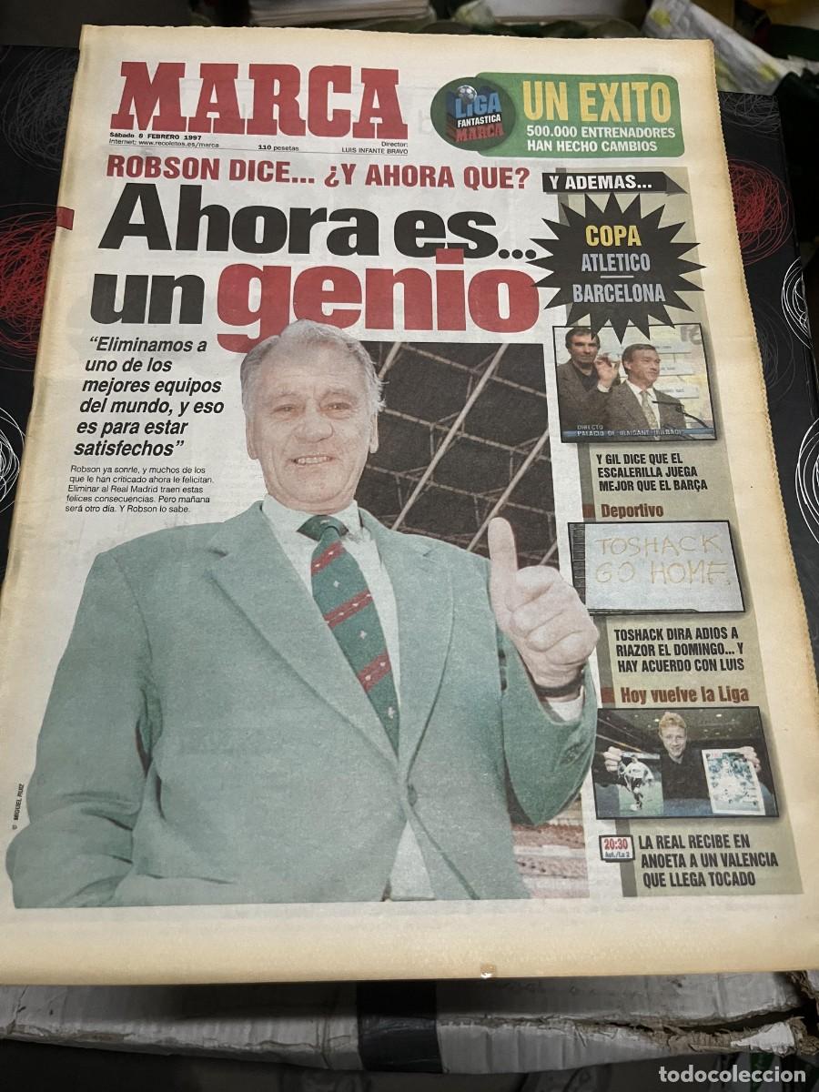 Coleccionismo deportivo: MARCA (8-2-1997) ROBSON BARCELONA REAL MADRID SORTEO COPA ATLETICO MADRID