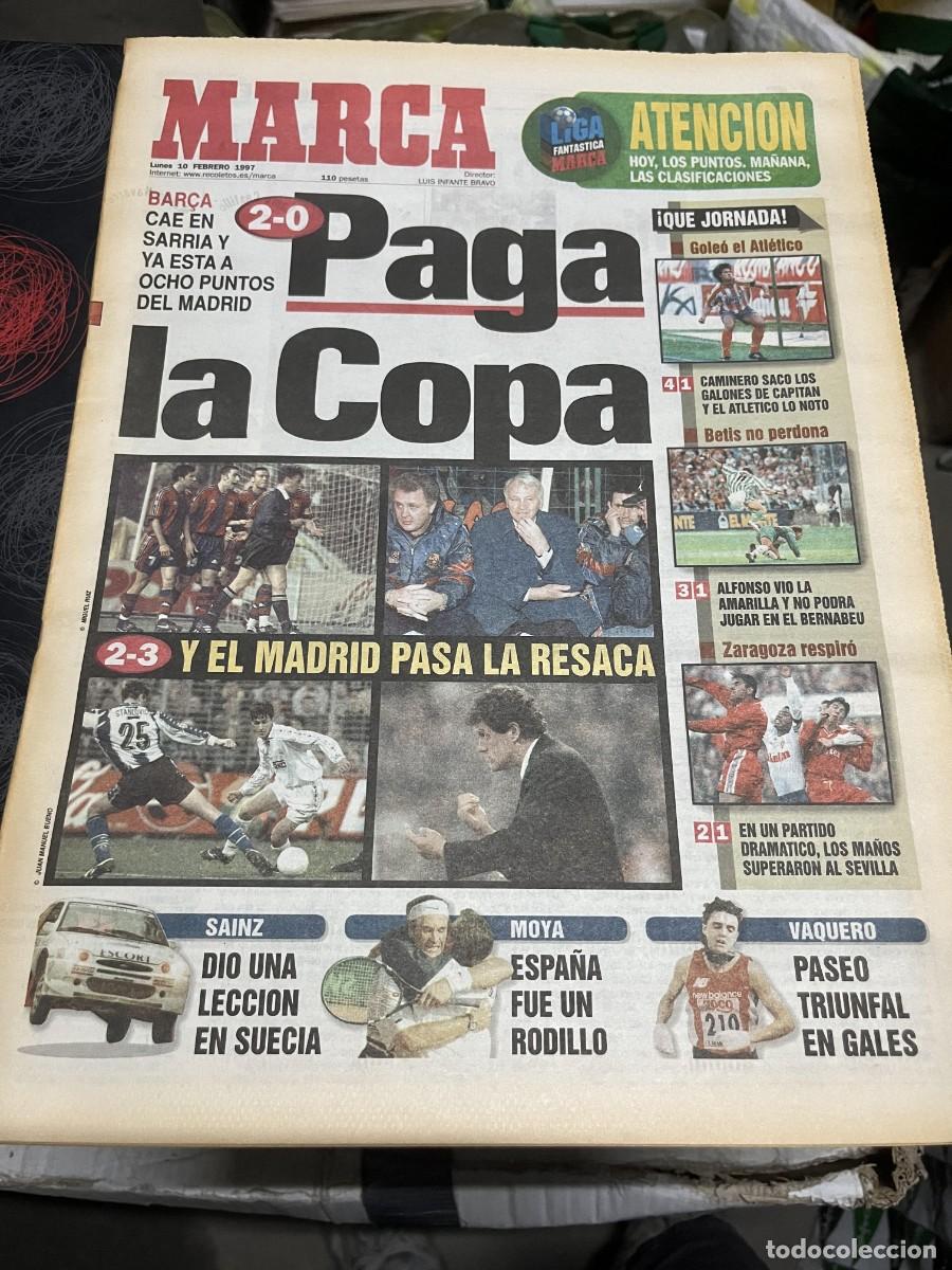 Coleccionismo deportivo: MARCA(10-2-1997)ESPANYOL 2-0 BARCELONA ATLETICO 4-1 COMPOSTELA JORNADA LIGA HERCULES 2-3 REAL MADRID