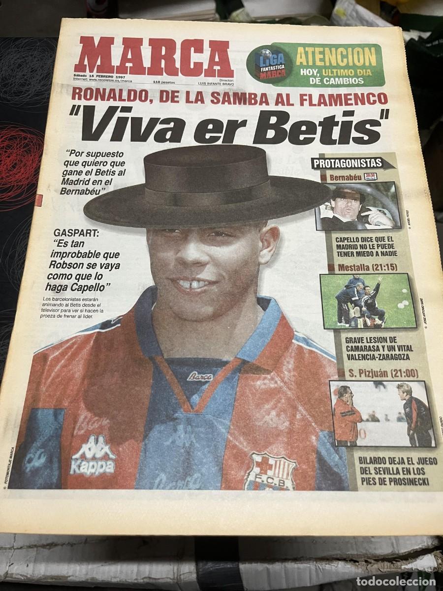 Coleccionismo deportivo: MARCA (15-2-1997) RONALDO NAZARIO BARCELONA LESION CAMARASA FABIO CAPELLO INDURAON