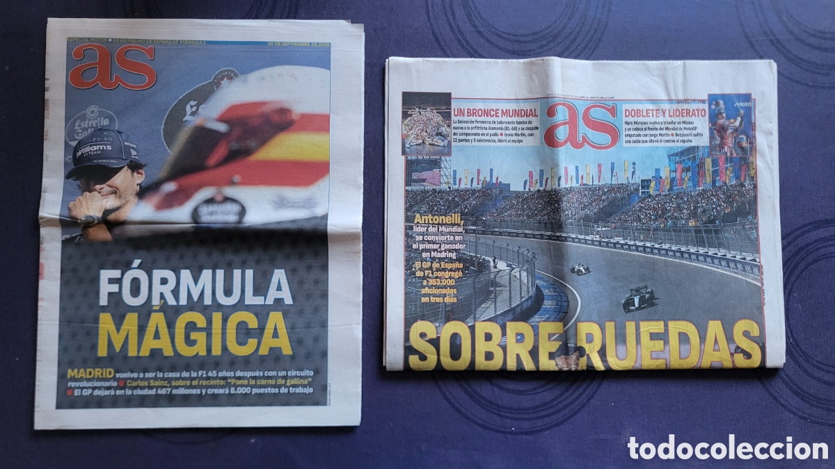 Coleccionismo deportivo: Peri&oacute;dicos AS Formula 1 Madrid 2026