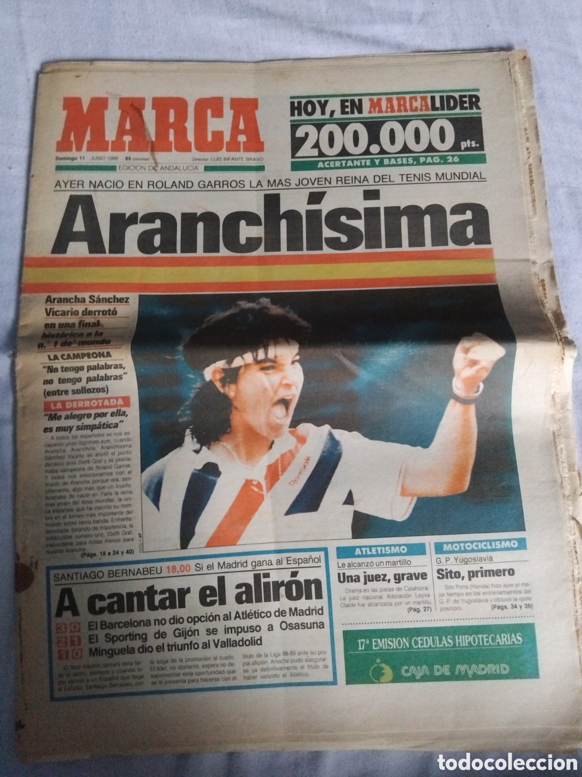 Coleccionismo deportivo: Periodico Arantxa S&aacute;nchez Vicario 1989