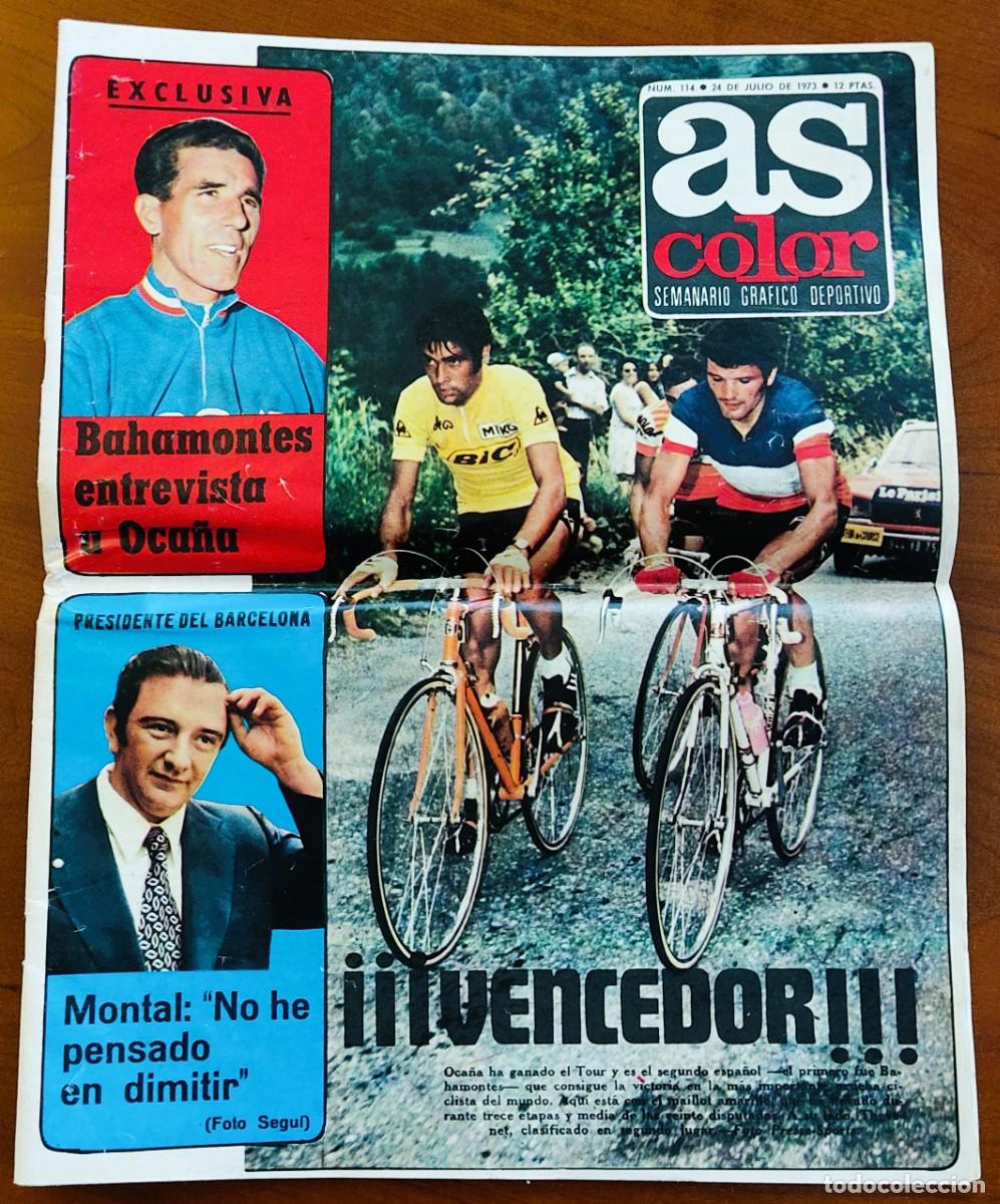 Coleccionismo deportivo: AS COLOR N&ordm; 114 - 24 JULIO 1973 - OCA&Ntilde;A GANA EL TOUR, POSTER PLANTILLA REAL MADRID, MOHAMED AL&Iacute;