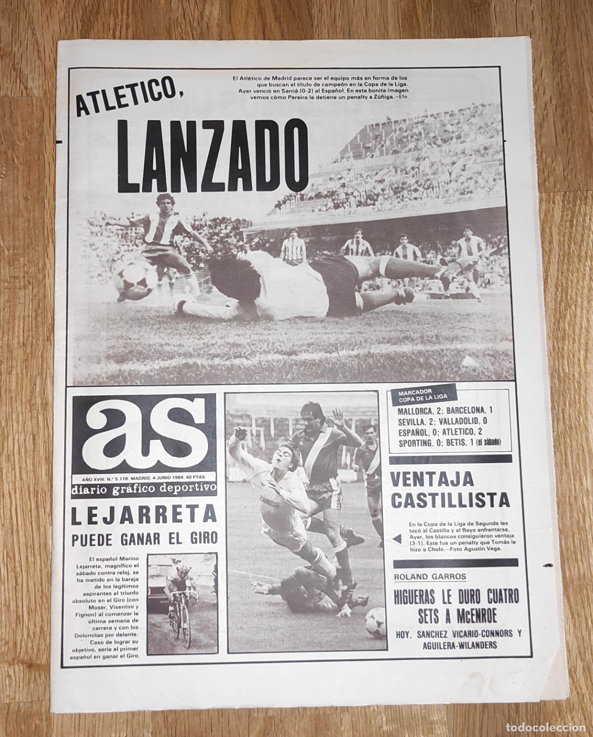 Sammelleidenschaft Sport: DIARIO AS 1984 ATLETICO DE MADRID COPA LIGA - LEJARRETA GIRO - EURO 84