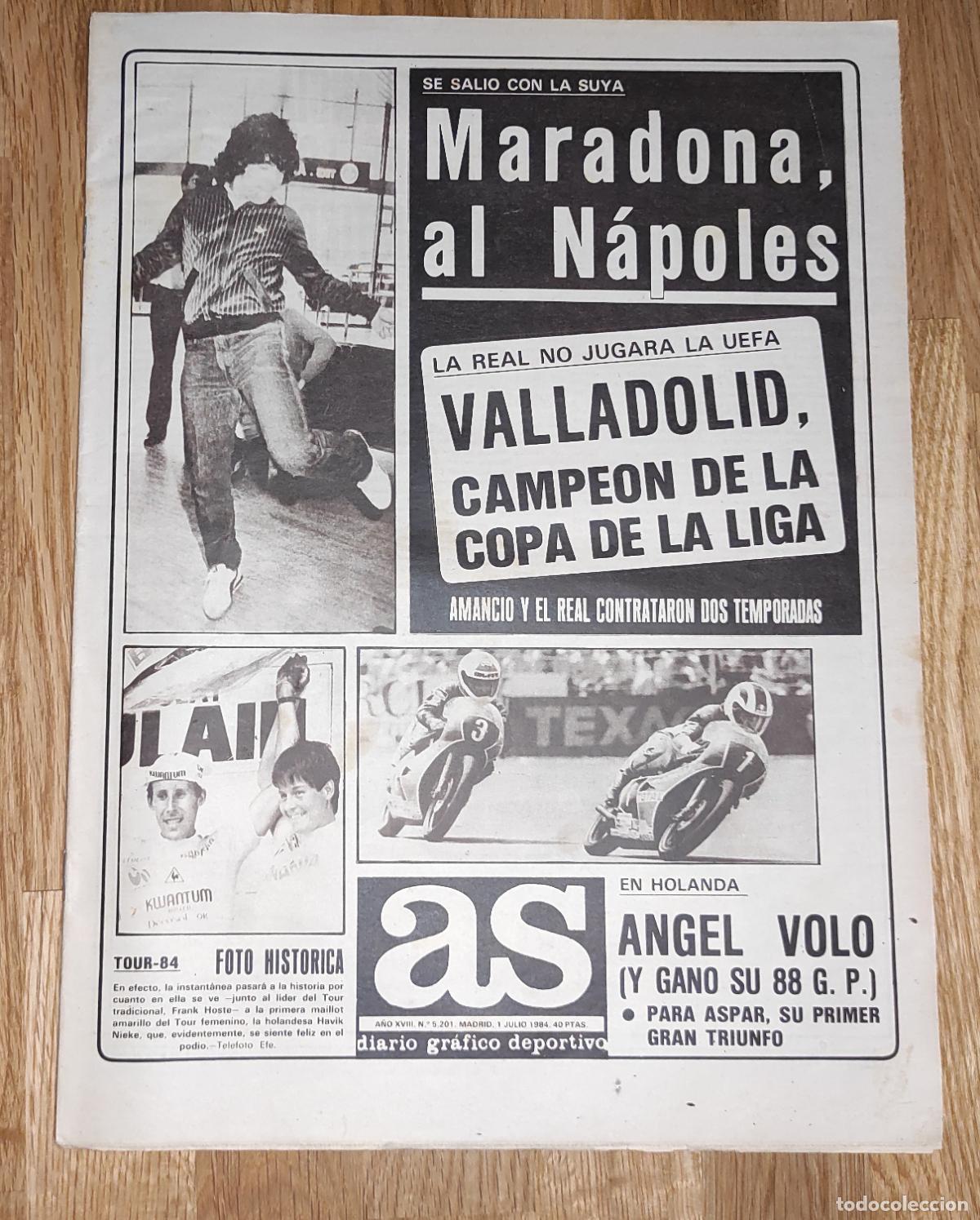 Sammelleidenschaft Sport: DIARIO AS 1984 REAL VALLADOLID CAMPEON COPA LIGA - FICHAJE MARADONA NAPOLES ELCHE - FERNANDO MARTIN