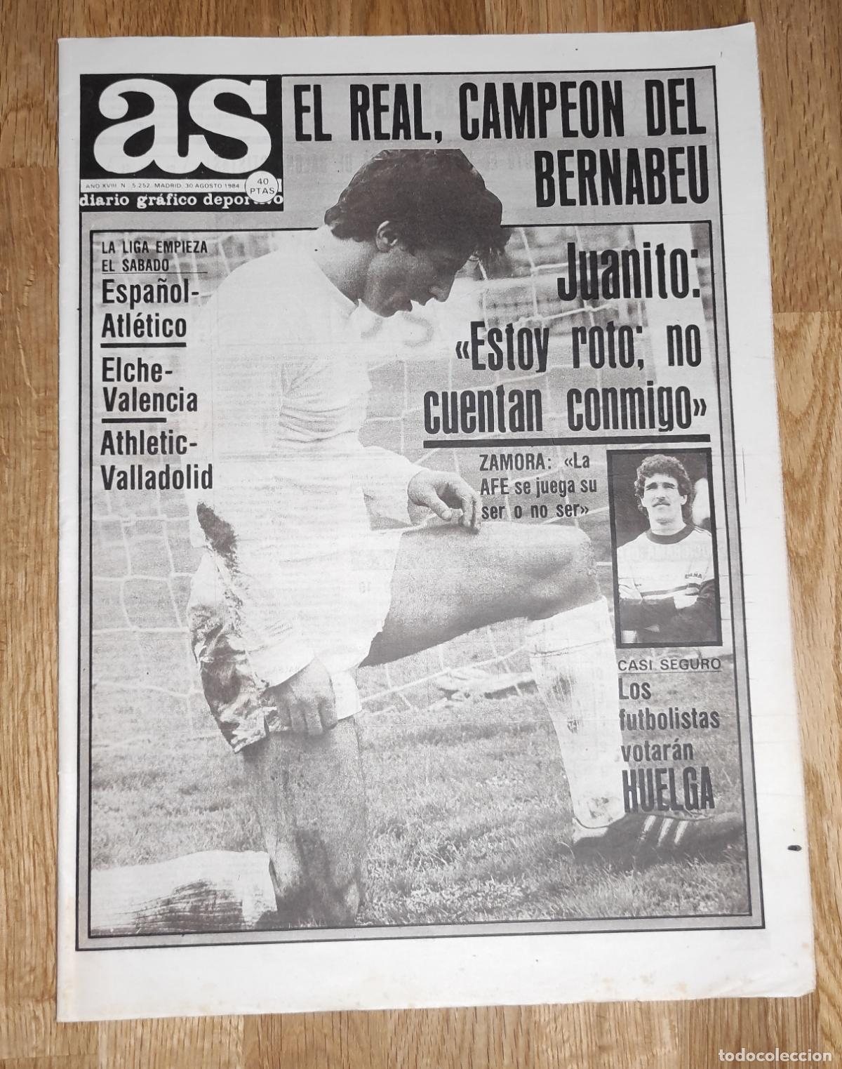 Coleccionismo deportivo: DIARIO AS 1984 JUANITO REAL MADRID BERNABEU - JAEN TOTTENHAM - MICHAEL JORDAN USA JJOO 84 - BREOGAN