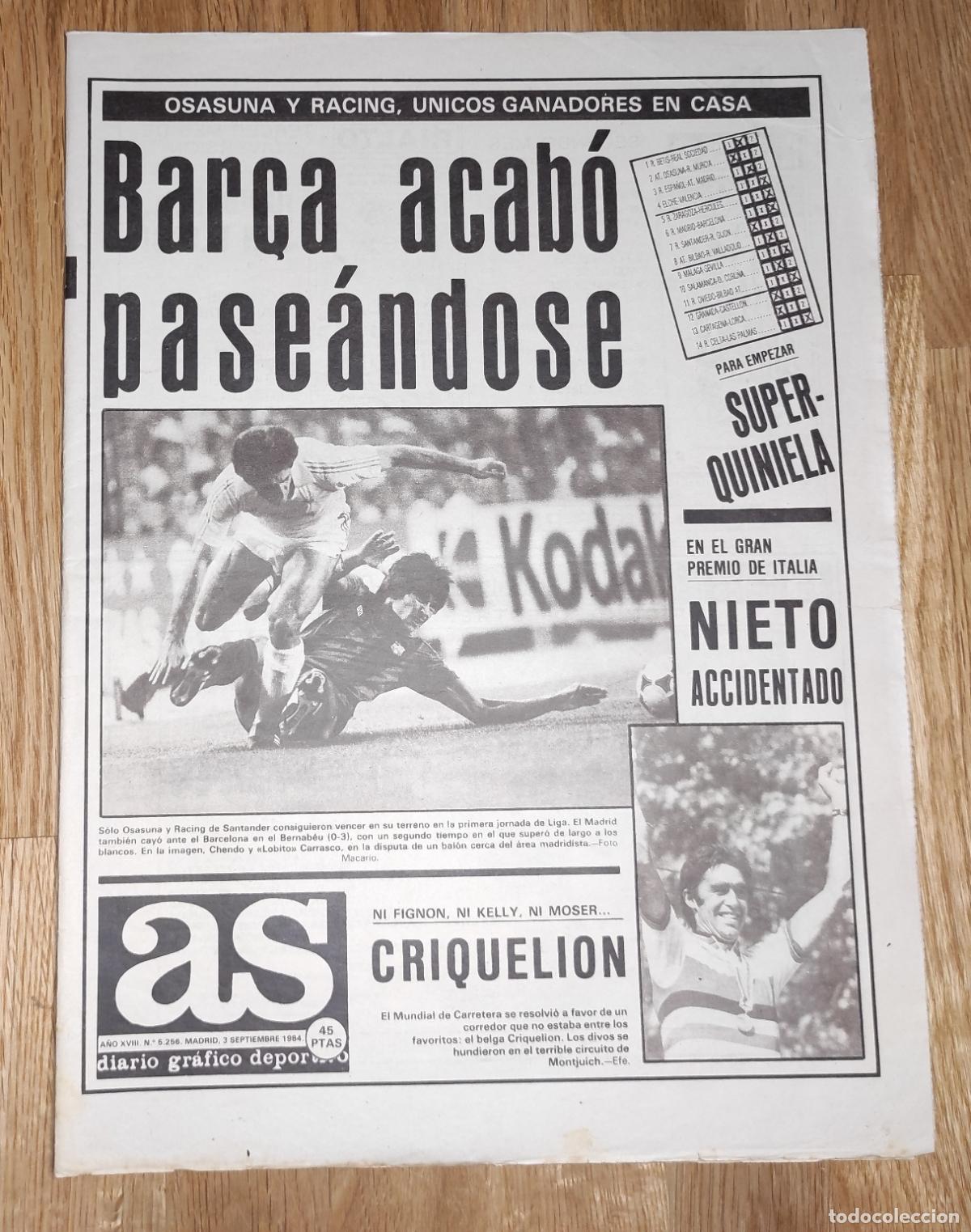 Coleccionismo deportivo: DIARIO AS 1984 JUANITO REAL MADRID BERNABEU - JAEN TOTTENHAM - MICHAEL JORDAN USA JJOO 84 - BREOGAN