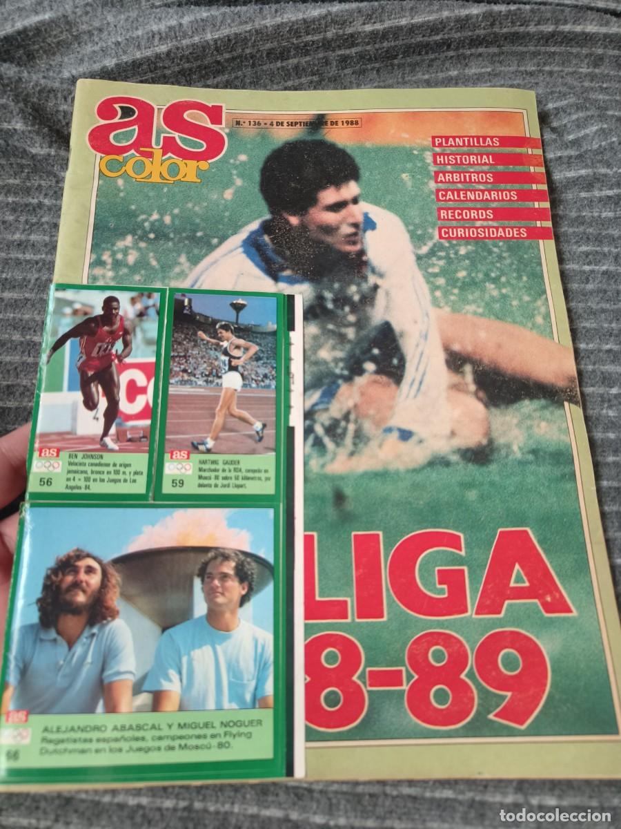 Collezionismo sportivo: Ocasion Revista guia con poster plantillas equipos 1&ordf; division As color 136 1988 incluye pegatinas !