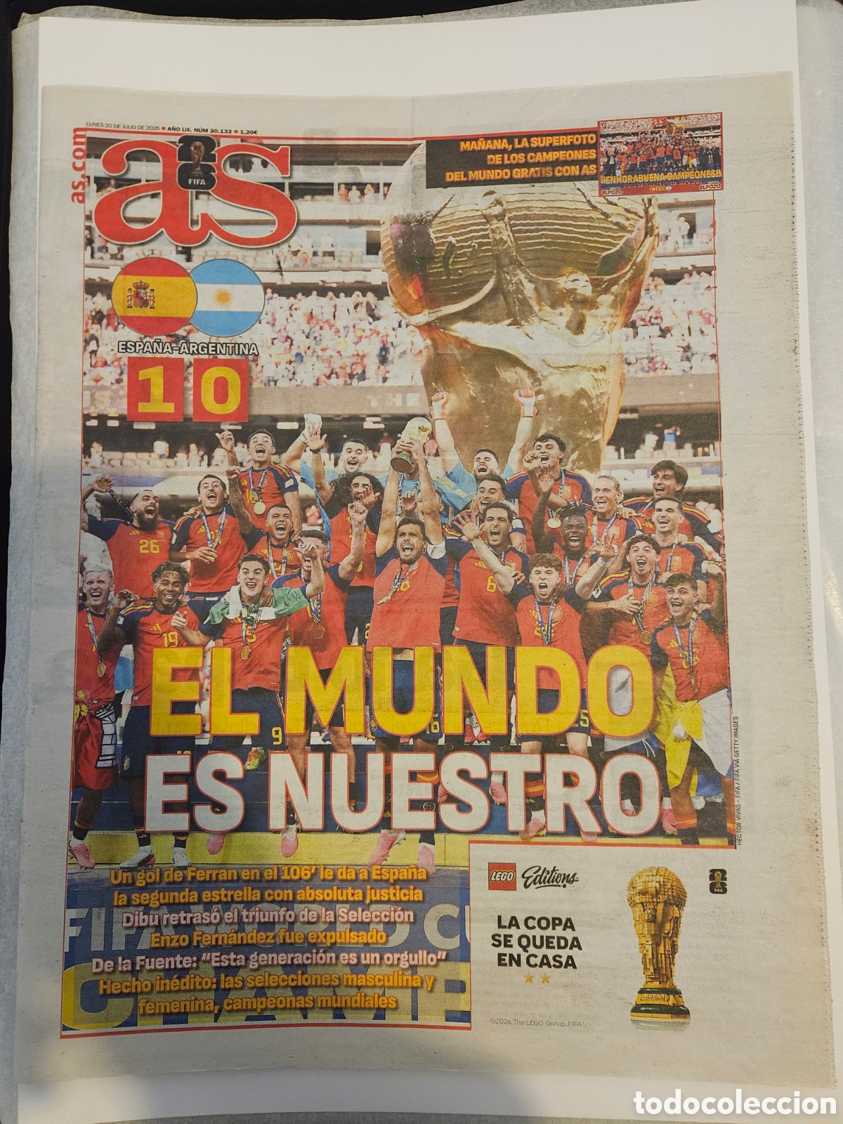 Sports collectibles: Peri&oacute;doco Diario AS - Espa&ntilde;a Campeona del Mundo