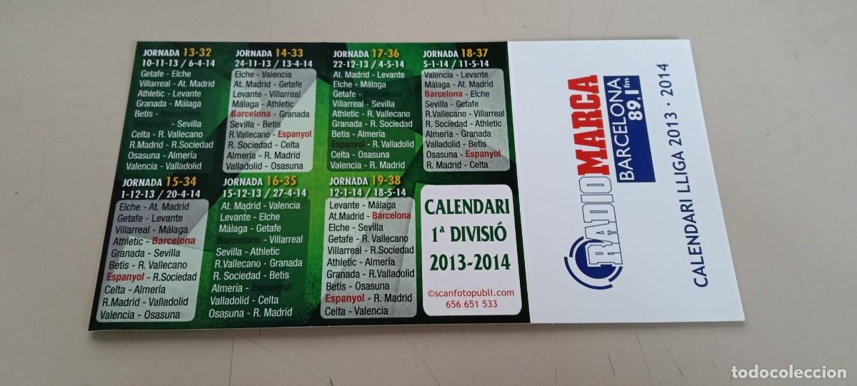 Collectionnisme sportif: calendario temporada Liga espa&ntilde;ola 2013-2014 f&uacute;tbol Radio Marca Barcelona