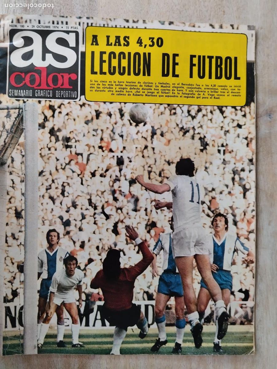 Coleccionismo deportivo: AS COLOR N&ordm; 180 A&Ntilde;O 1974 - FUTBOL POSTER REAL MADRID C.F. PAHI&Ntilde;O SANTIAGO BERNABEU BOXEO ALI FOREM