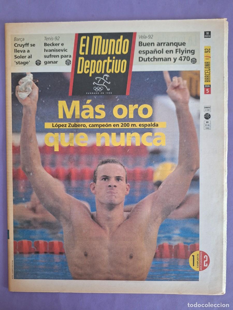 Collectionnisme sportif: MUNDO DEPORTIVO N&ordm; 21.945 OLIMPIADAS 1992 BARCELONA JORDAN BAR&Ccedil;A LOPEZ ZUBERO CRUYFF