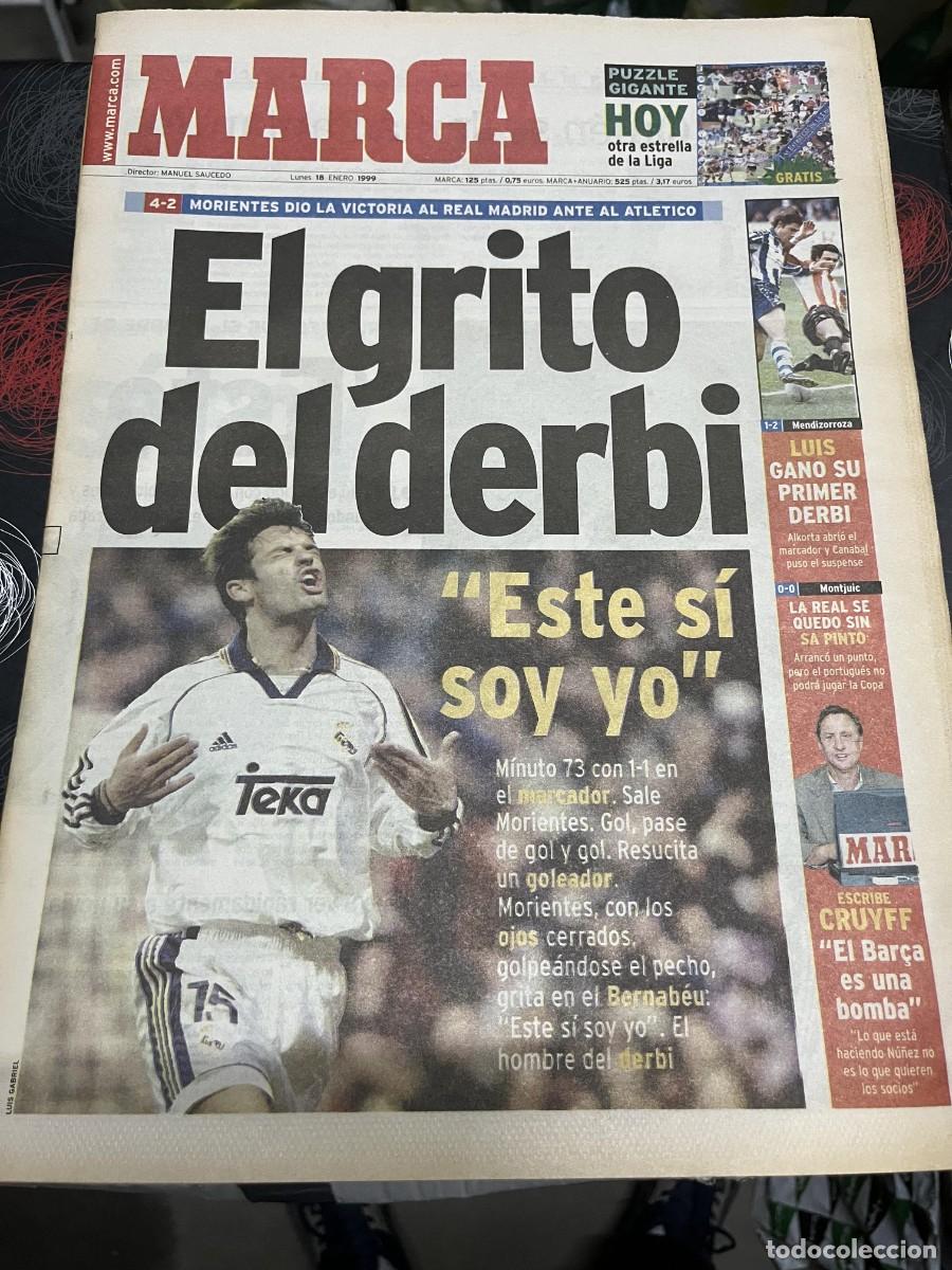 Coleccionismo deportivo: MARCA (18-1-1999) DERBI REAL MADRID 4-2 ATLETICO MADRID MORIENTES TENIS OPEN AUSTRALIA TYSON