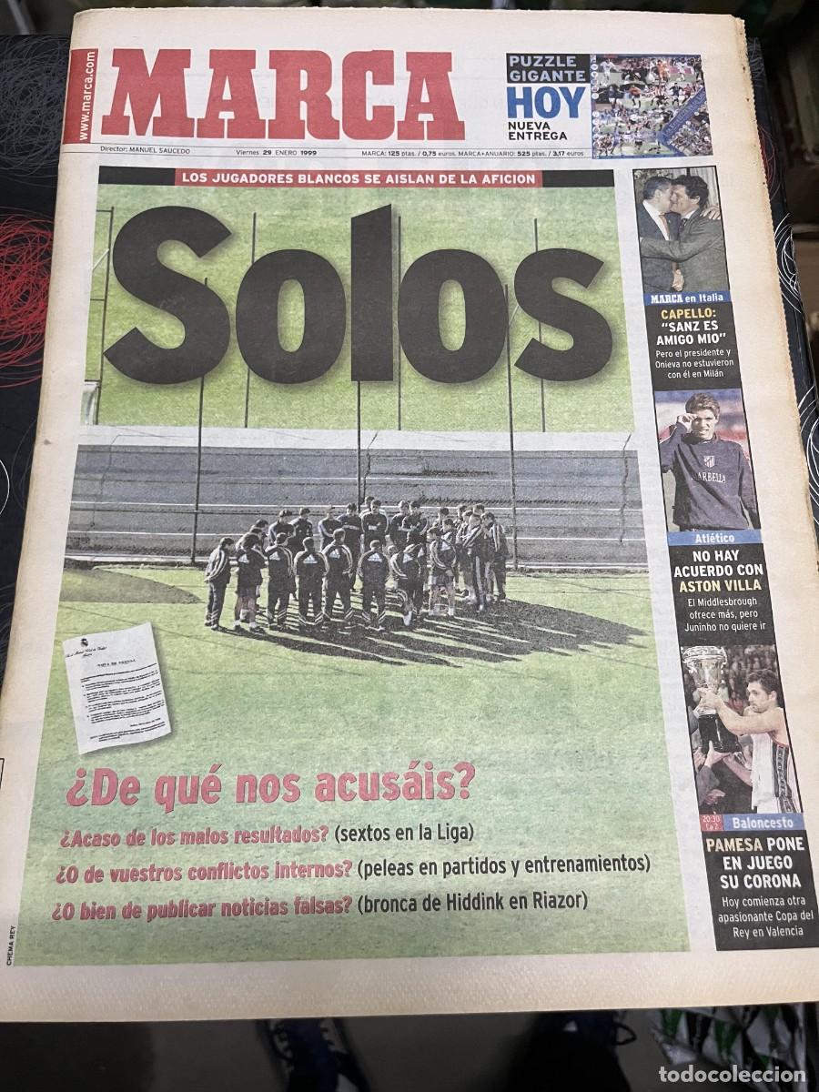 Coleccionismo deportivo: MARCA (29-1-1999) COMUNICADO REAL MADRID CAPELLO LORENZO SANZ JUNINHO PAMESA ALEX CRIVILLE