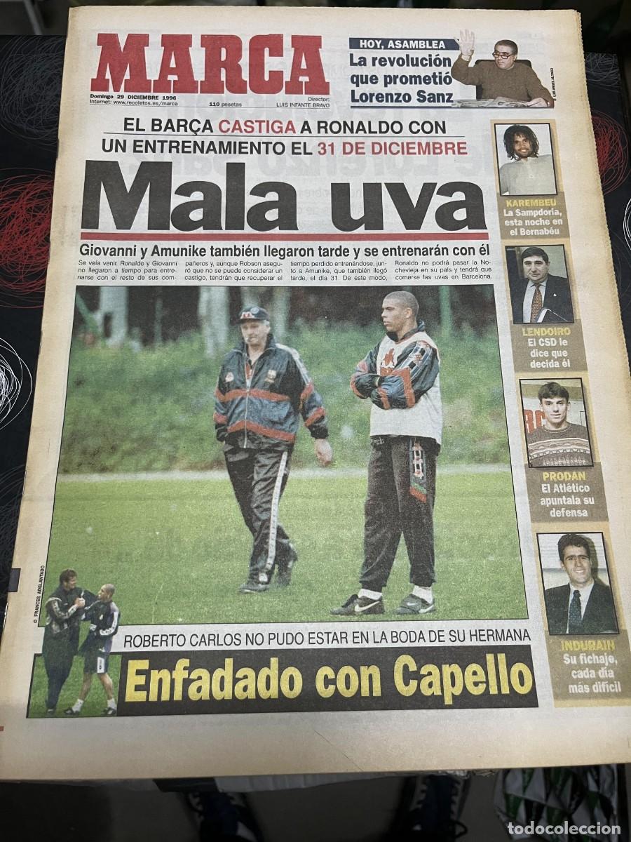 Coleccionismo deportivo: MARCA (29-12-1996) RONALDO NAZARIO BARCELONA LORENZO SANZ ASAMBLEA REAL MADRID KAREMBEU RAFA PASCUAL