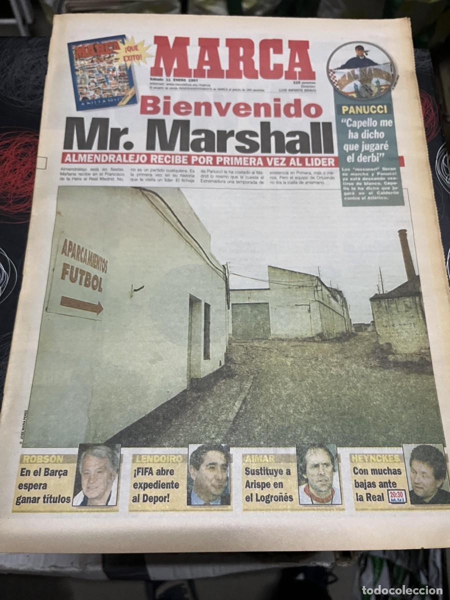 Coleccionismo deportivo: MARCA (11-1-1997) EXTREMADURA REAL MADRID PANUCCI ROBSON LENDOIRO AIMAR HEYNCKES MICHEL BUITRE