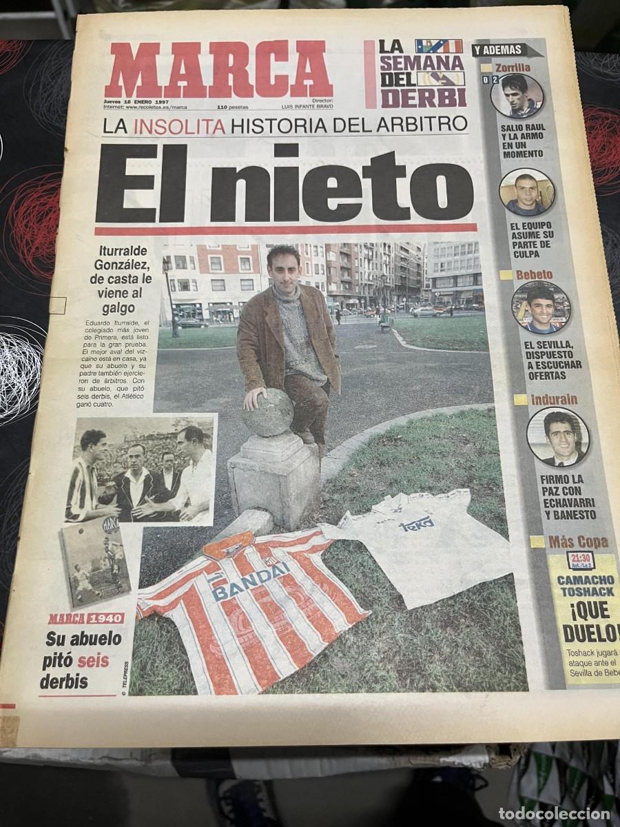 Coleccionismo deportivo: MARCA (16-1-1997) ITURRALDE GONZALEZ DERBI REAL MADRID ATLETICO CAMINERO PANUCCI BEBETO RUGBY