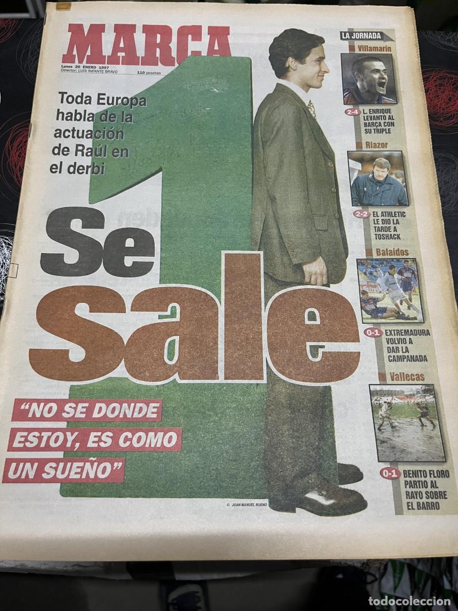 Coleccionismo deportivo: MARCA (20-1-1997) RAUL GONZALEZ REAL MADRID DEPORTIVO CORU&Ntilde;A 2-2 ATHLETIC BILBAO JORNADA LIGA