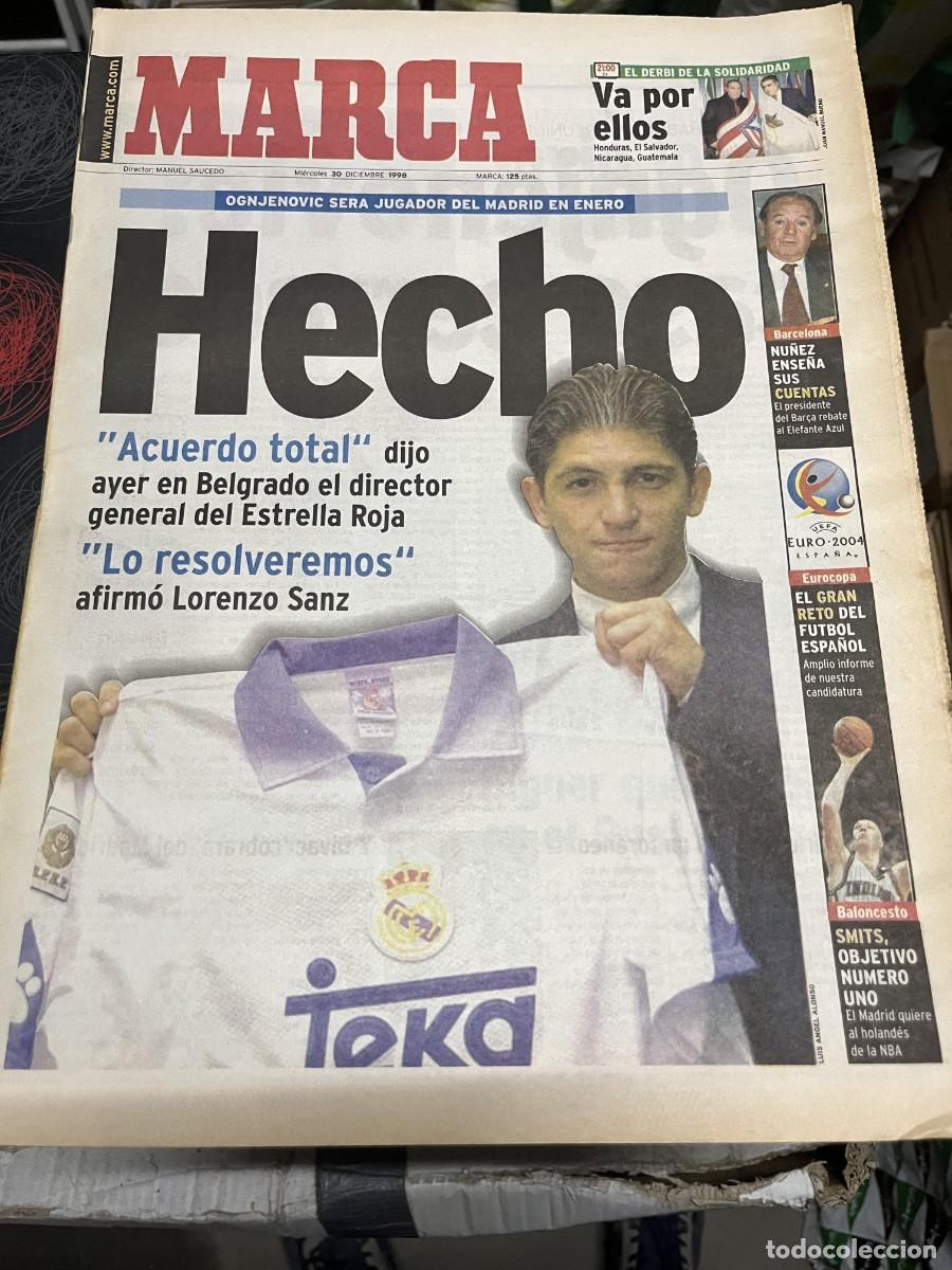 Coleccionismo deportivo: MARCA (30-12-1998) FICHAJE OGNJENOVIC REAL MADRID ROBERTO CARLOS SAVIO JUNINHO