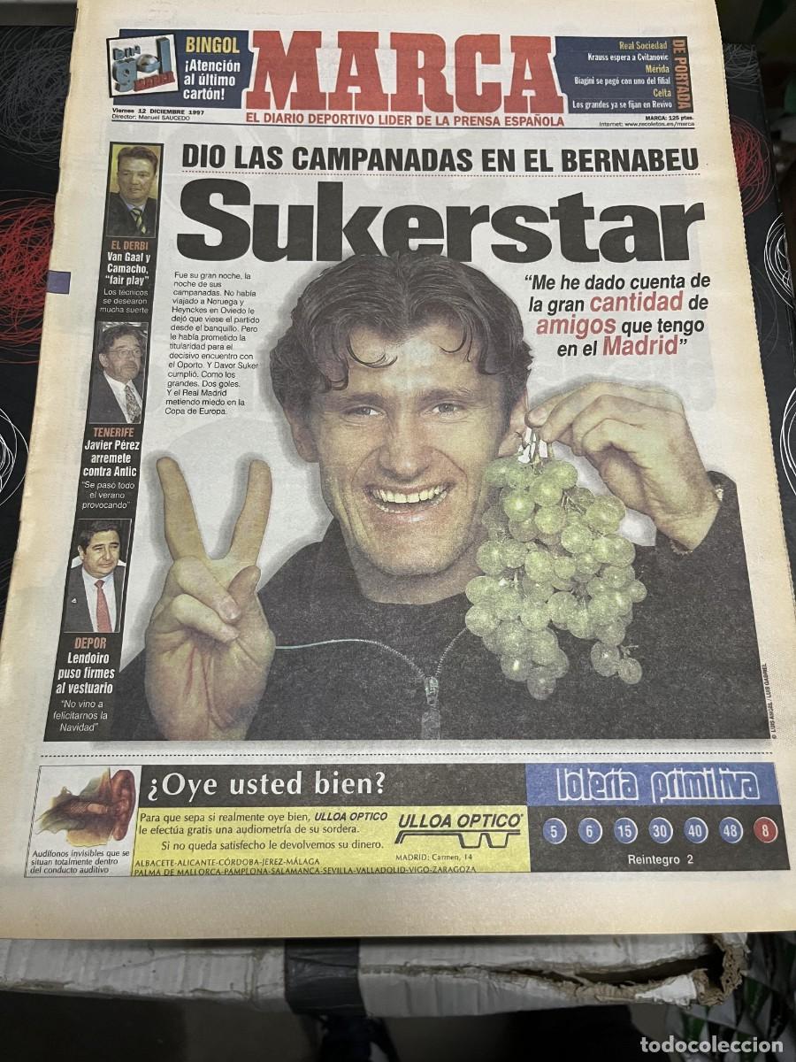 Coleccionismo deportivo: MARCA (12-12-1997) SUKER VAN GAAL JAVIER PEREZ TENERIFE LENDOIRO DENILSON BETIS