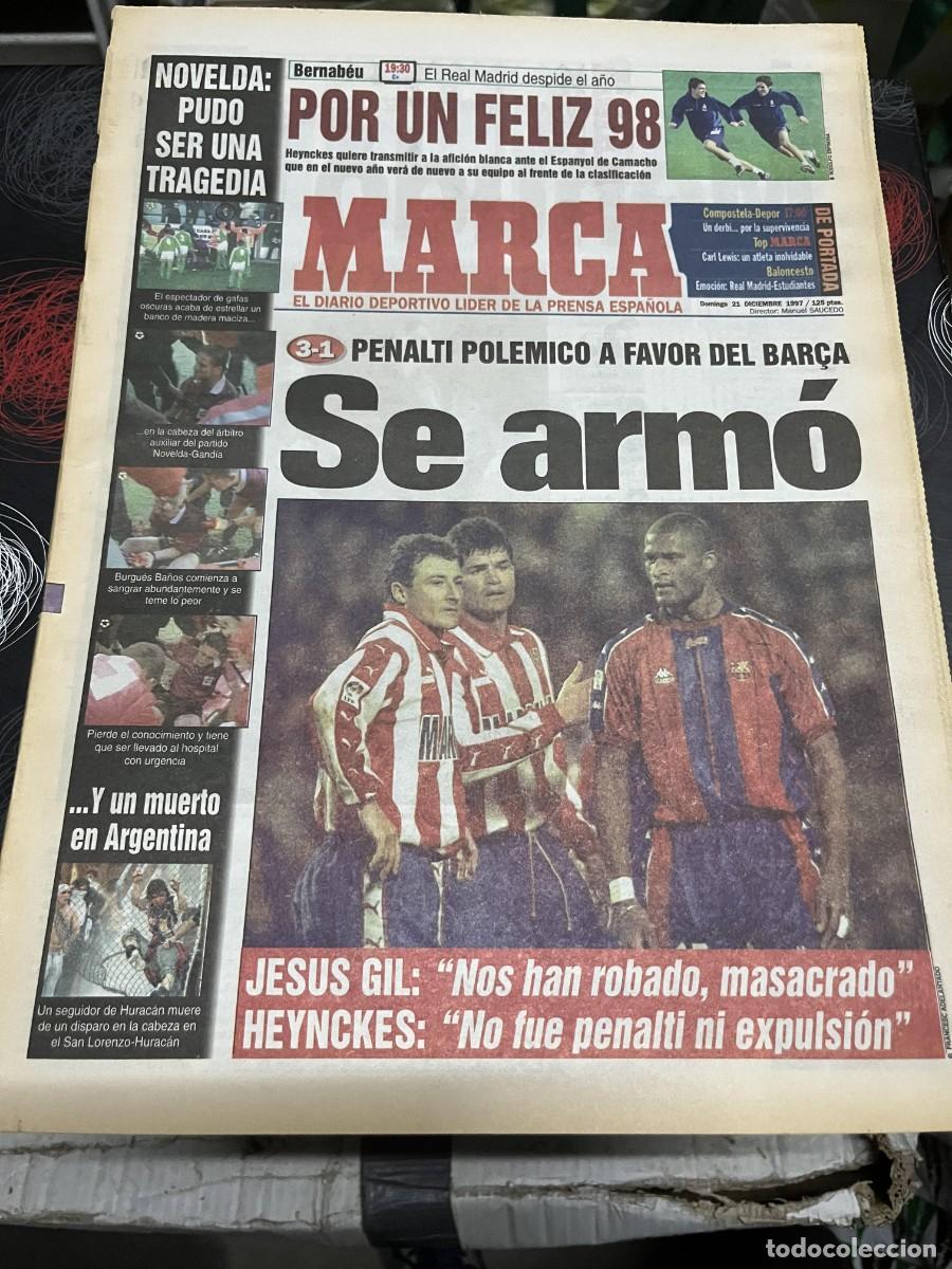 Coleccionismo deportivo: MARCA (21-12-1997) INCIDENTES NOVELDA GANDIA BARCELONA 3-1 ATLETICO MADRID ATLETISMO
