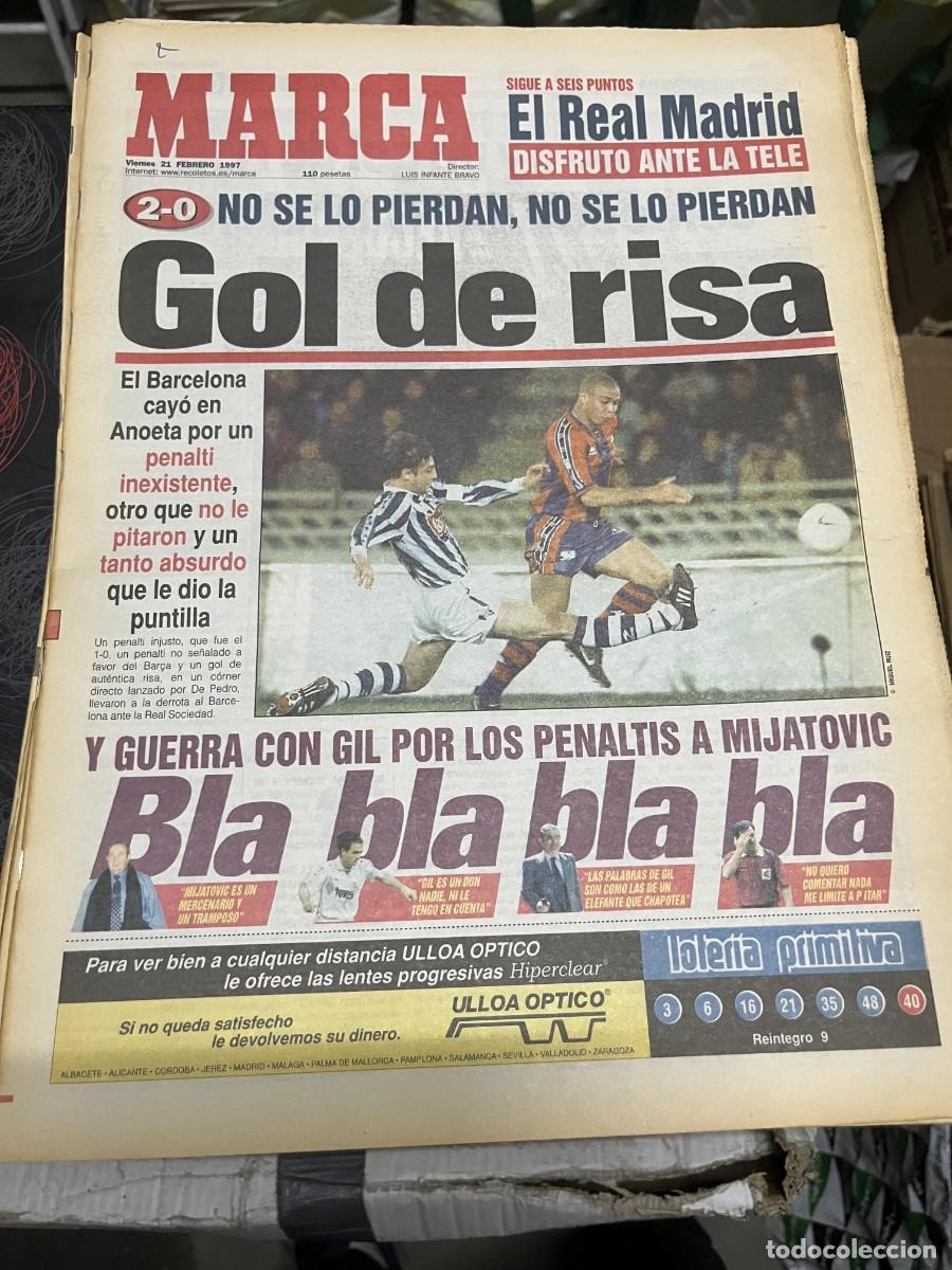Coleccionismo deportivo: MARCA (21-2-1997) REAL SOCIEDAD 2-0 BARCELONA RONALDO MARADONA JORNADA LIGA