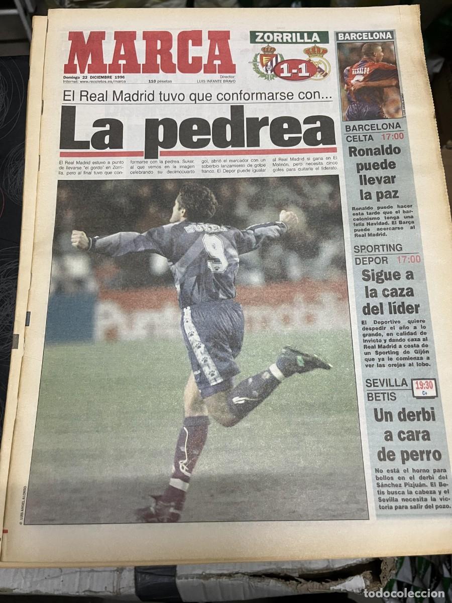 Coleccionismo deportivo: MARCA (22-12-1996) GOL SUKER VALLADOLID 1-1 REAL MADRID HOY BARCELONA CELTA JORNADA LIGA