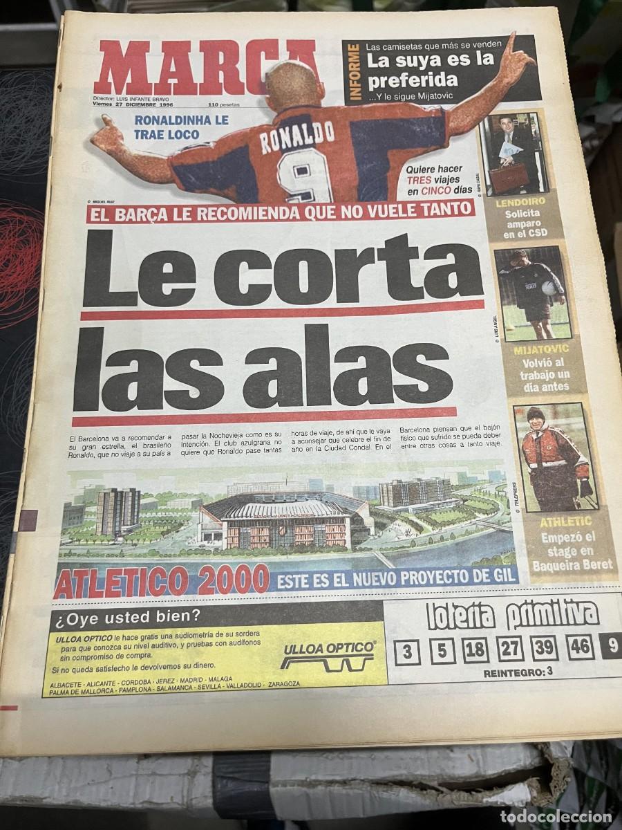 Coleccionismo deportivo: MARCA (27-12-1996) RONALDO NAZARIO BARCELONA NUEVO PROYECTO VICENTE CALDERON BRASIL