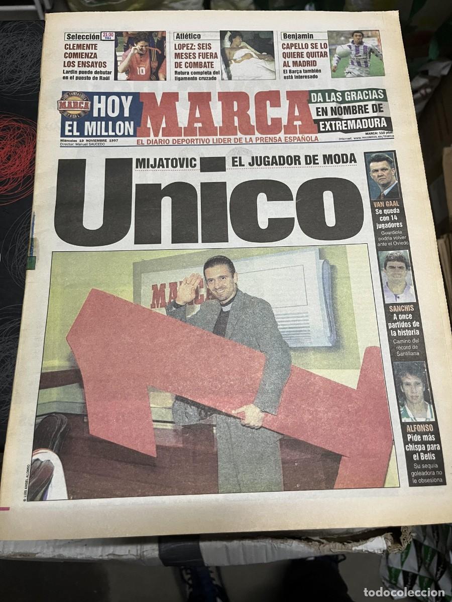 Coleccionismo deportivo: MARCA(19-11-1997) SELECCION EXTREME&Ntilde;A 0-2 REAL MADRID MIJATOVIC RETIRADA ALBERT PUIG
