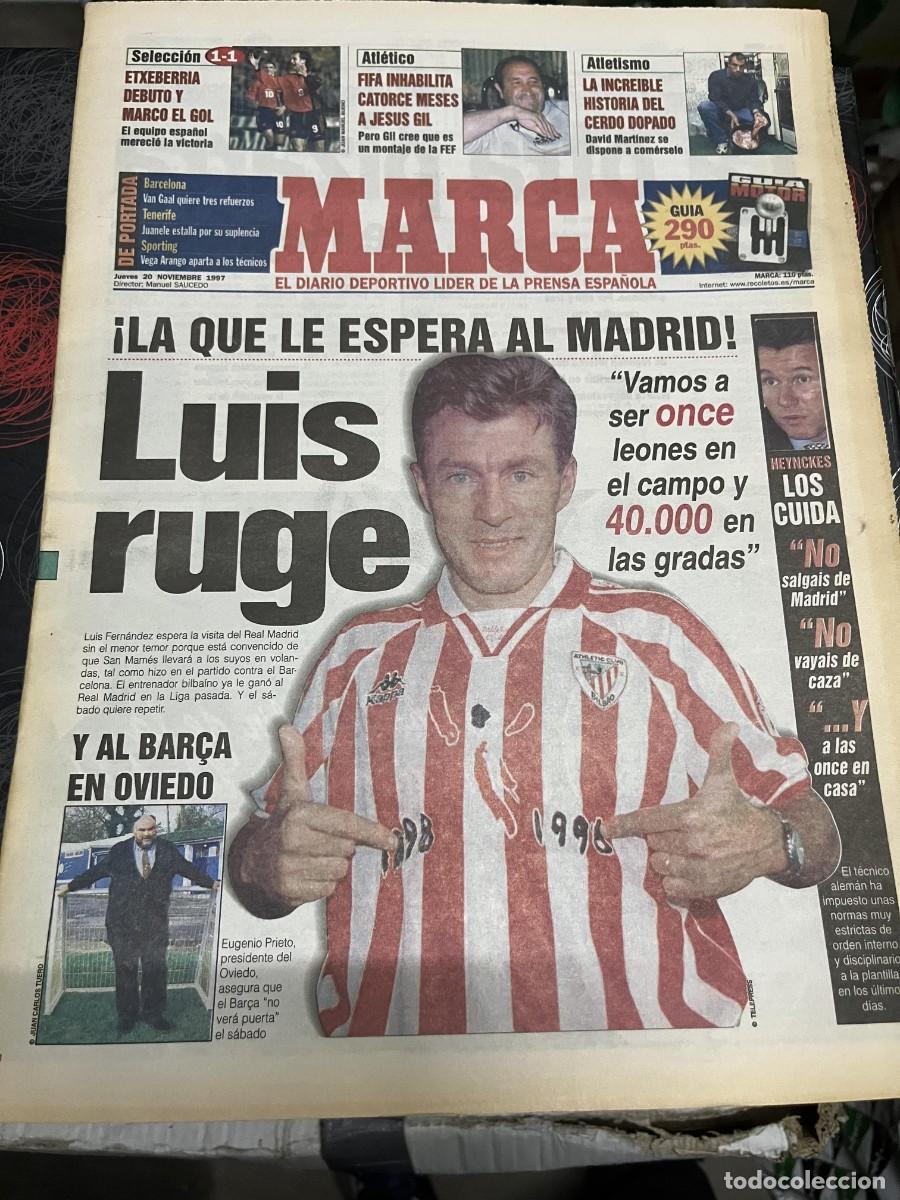 Coleccionismo deportivo: MARCA (20-11-1997)LUIS FERNANDEZ ATHLETIC BILBAO JESUS GIL FIFA HEYNCKES ESPA&Ntilde;A 1-1 RUMANIA VAN GAAL