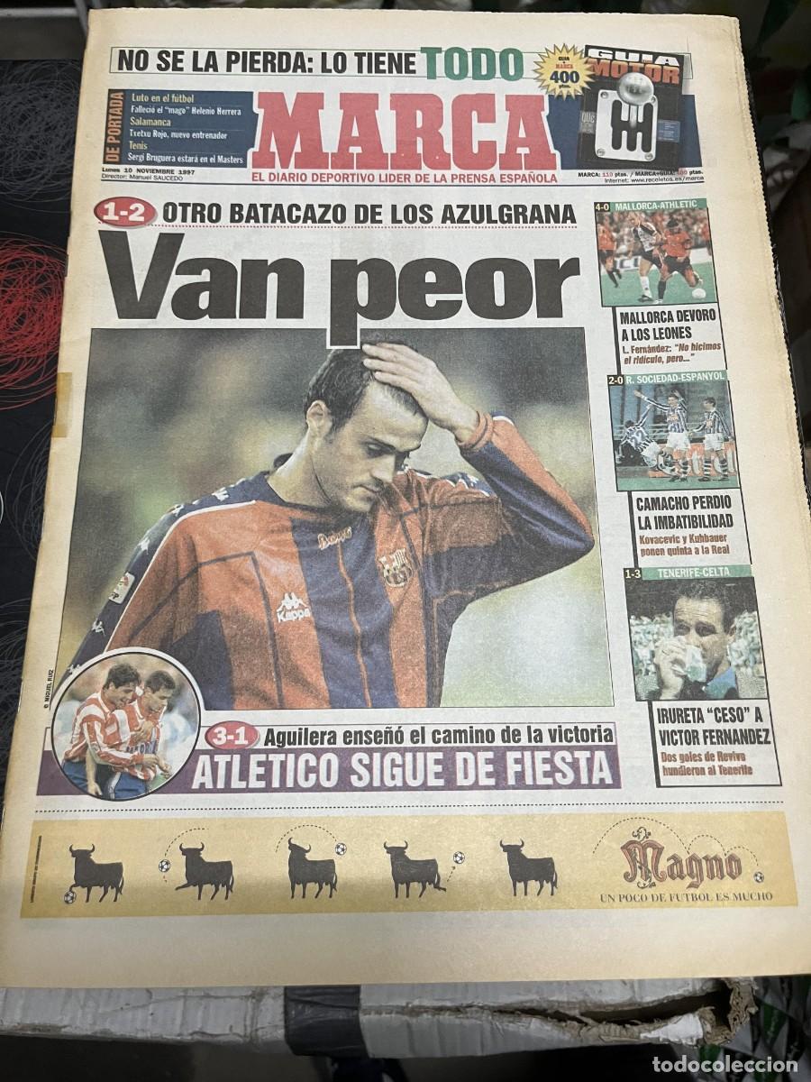 Coleccionismo deportivo: MARCA (10-11-1997)BARCELONA 1-2 VALLADOLID MALLORCA 4-0 ATHLETIC JORNADA LIGA HOLYFIELD MOORER