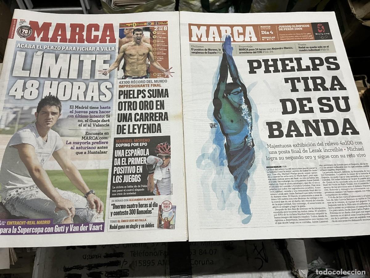 Coleccionismo deportivo: MARCA (12-8-2008) OLIMPIADAS DAVID VILLA PHELPS MEDALLA ORO MARIBEL MORENO DOPING EINTRACHT R.MADRID