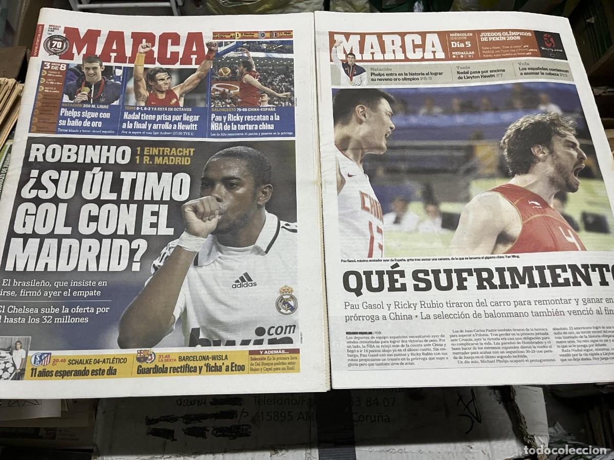 Coleccionismo deportivo: MARCA (13-8-2008) OLIMPIADAS ROBINHO REAL MADRID EINTRACHT 1-1 REAL MADRID PAU GASOL ESPA&Ntilde;A