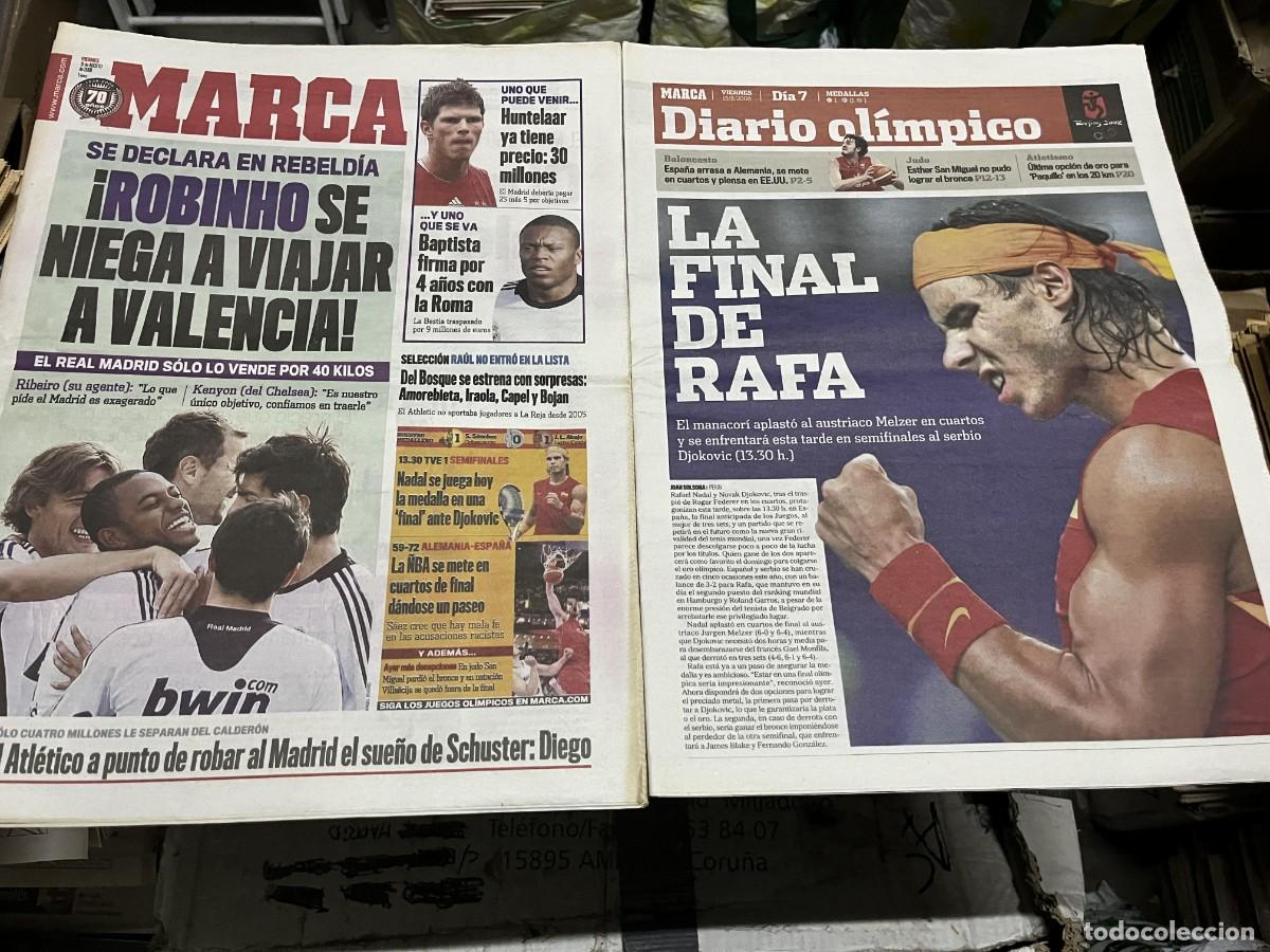 Coleccionismo deportivo: MARCA (15-8-2008) OLIMPIADAS RAFAEL NADAL DJOKOVIC TENIS ROBINHO CHELSEA ESPA&Ntilde;A BALONCESTO