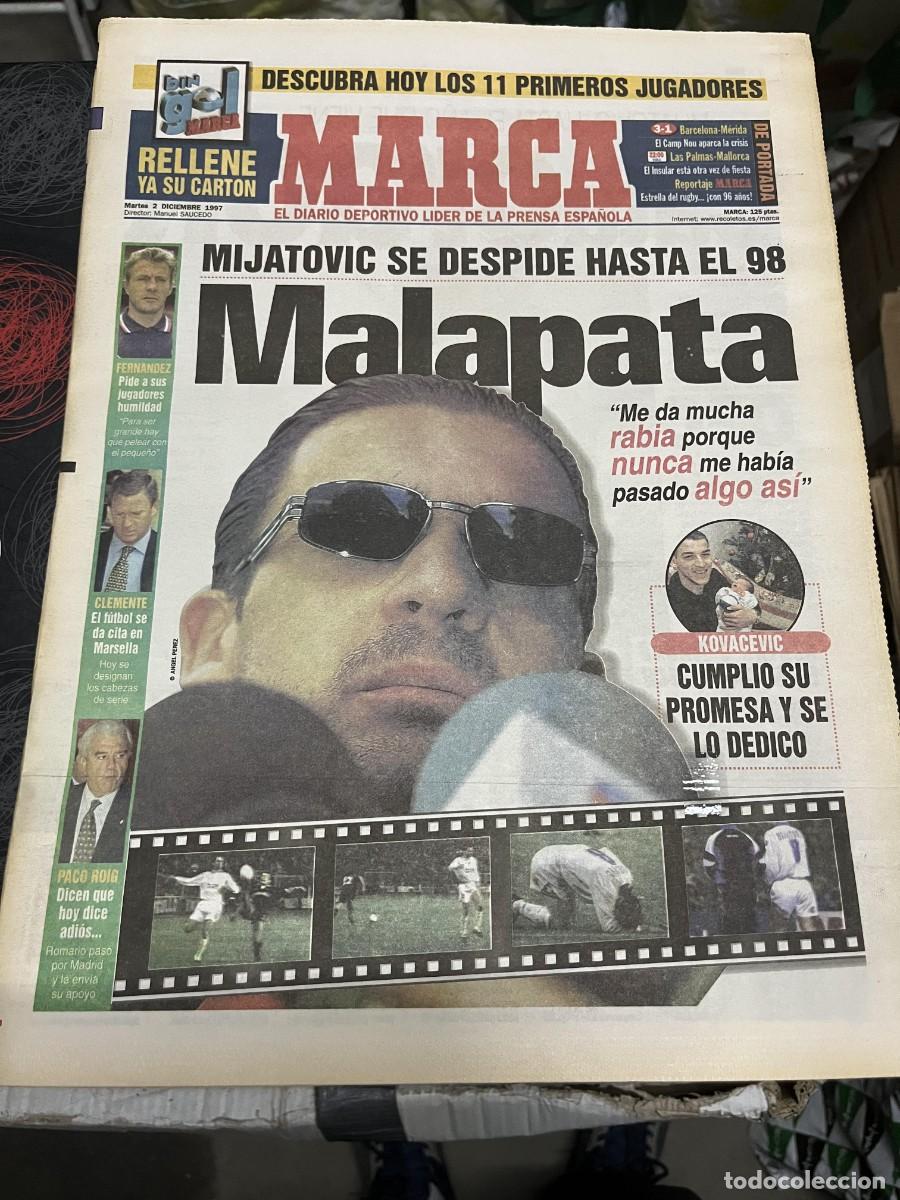 Coleccionismo deportivo: MARCA (2-12-1997) MIJATOVIC KOVACEVIC JAVIER CLEMENTE PACO ROIG JUNINHO