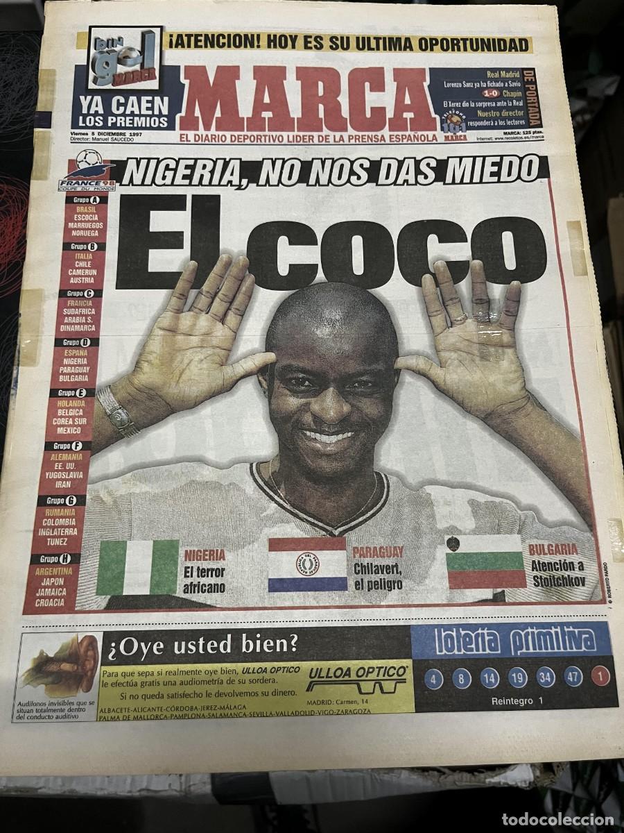 Coleccionismo deportivo: MARCA (5-12-1997) ESPA&Ntilde;A NIGERIA MUNDIAL FRANCIA 98 PARAGUAY BULGARIA