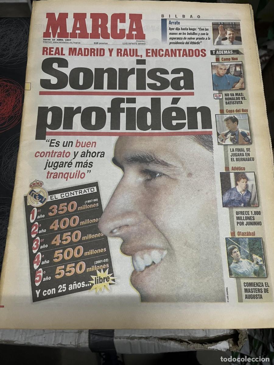 Coleccionismo deportivo: MARCA (10-4-1997) REAL MADRID RAUL GONZALEZ RONALDO NAZARIO BATISTUTA GOLF LXI MASTERS AUGUSTA