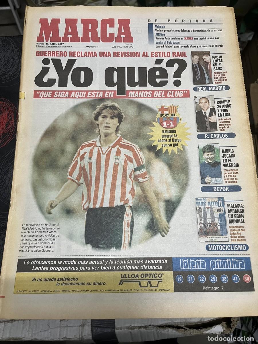 Coleccionismo deportivo: MARCA (11-4-1997) JULEN GUERRERO BARCELONA 1-1 FIORENTINA MADRID ATLETICO ANTIC MUNDIAL MOTOCICLISMO