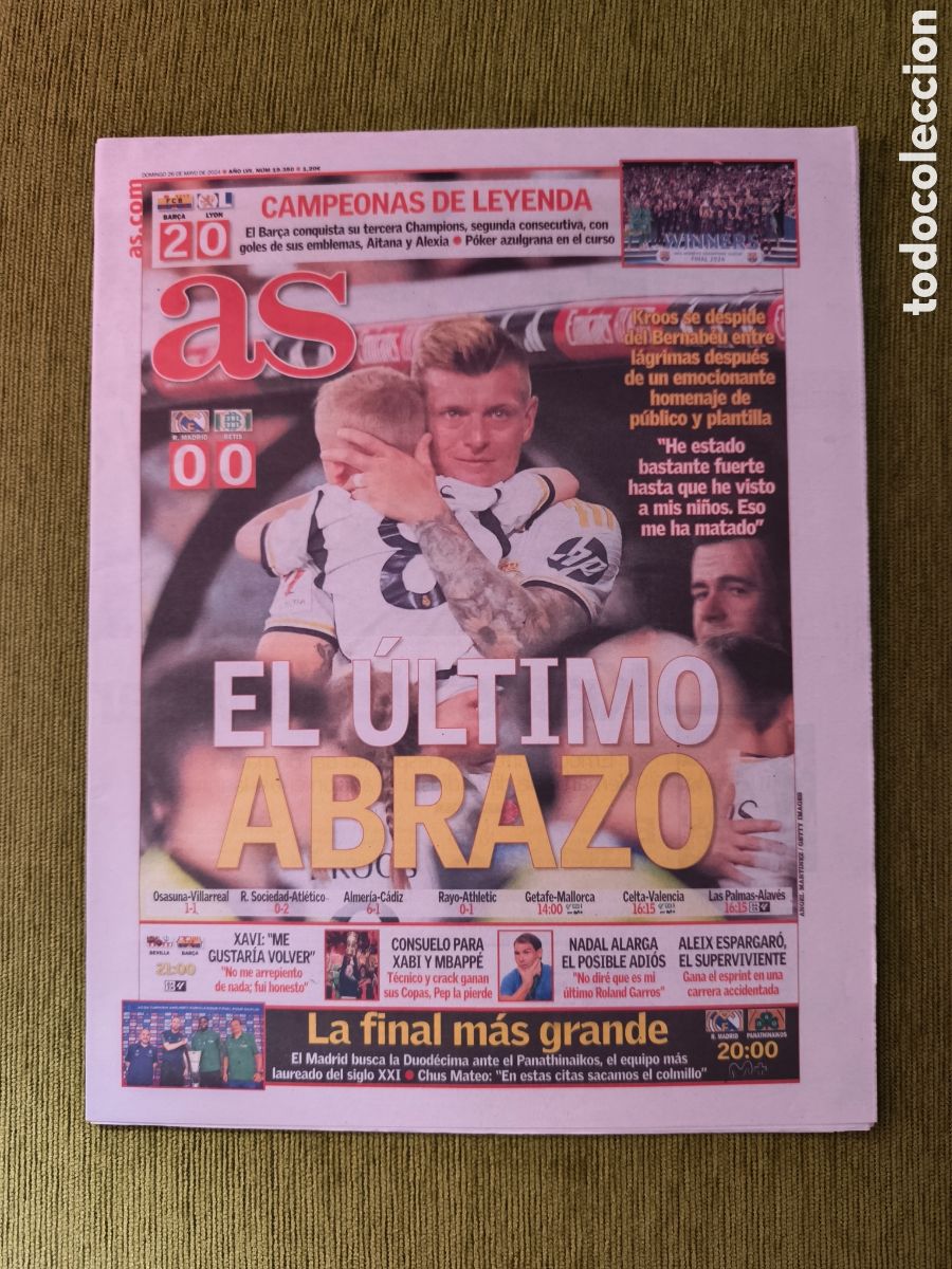 Coleccionismo deportivo: PERI&Oacute;DICO AS FC BARCELONA FEMENINO CAMPEONAS DE EUROPA. BAR&Ccedil;A 2 LYON 0.