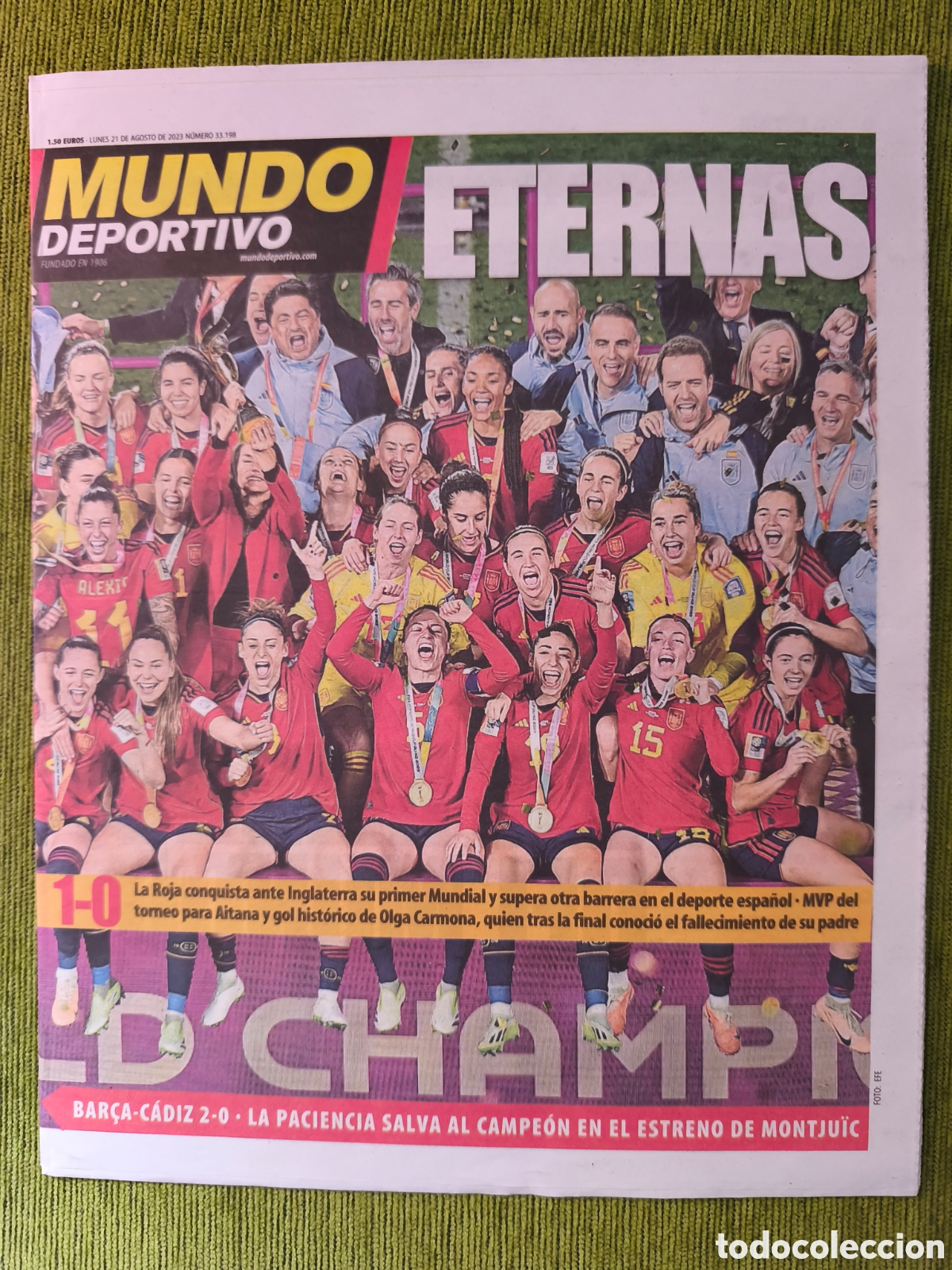Sports collectibles: PERI&Oacute;DICO MUNDO DEPORTIVO ESPA&Ntilde;A CAMPEONA DEL MUNDO FEMENINO 2023. ESPA&Ntilde;A 1 INGLATERRA 0.