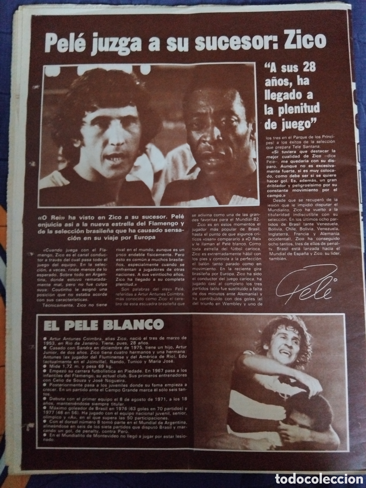 Coleccionismo deportivo: Prensa Pele y Zico 1981