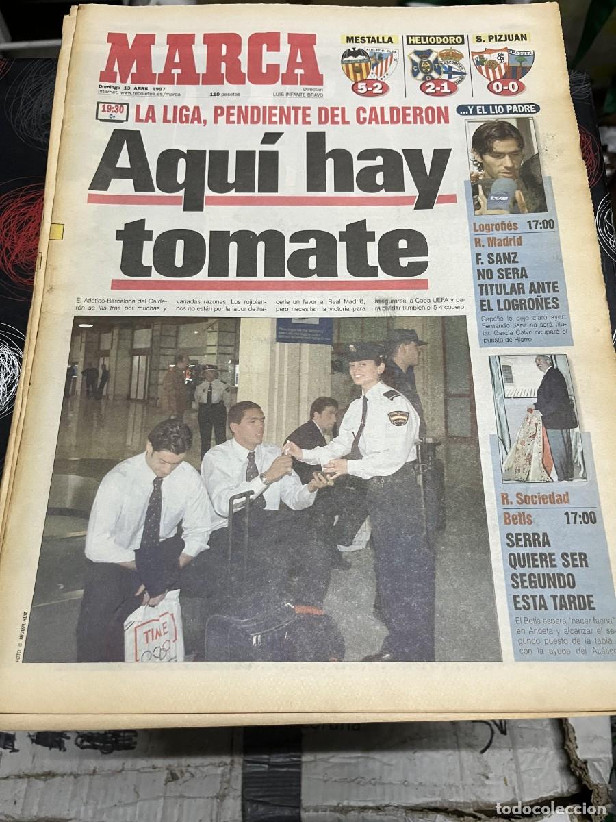 Coleccionismo deportivo: MARCA (13-4-1997) JORNADA LIGA VALENCIA 5-2 ATHLETIC CARLOS SAINZ ANTIC ATLETICO MADRID REDONDO